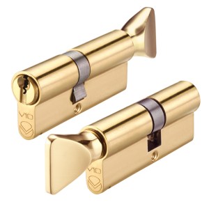 VIER CYLINDERS V10 Euro Cylinder and Turn 32/40mm KTD Polished Brass