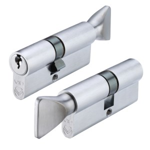 VIER CYLINDERS V10 Euro Cylinder and Turn 32/40mm KTD Satin Chrome