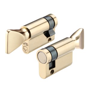 VIER CYLINDERS V5 55mm Euro Single Turn only Polished Brass