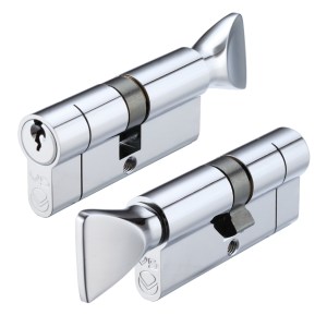 VIER CYLINDERS V5 35/40mm Euro Cylinder and Turn Keyed to Differ Polished Chrome