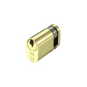 VIER CYLINDERS V5 40mm oval Single Cylinder Keyed to Differ Polished Brass