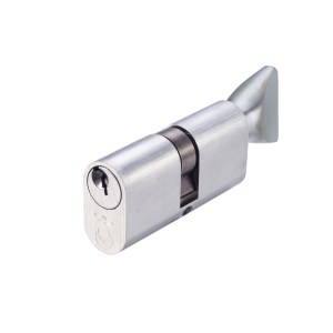 VIER CYLINDERS V5 70mm Oval Double Cylinder Keyed to Differ Satin Chrome