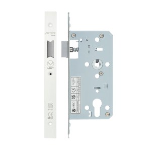 VIER DOOR HARDWARE Din Latch - Backset 55mm - 2 Pc Forend - Square - PCW - Powder Coated White