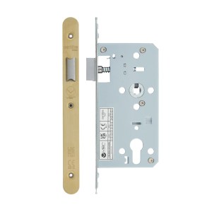VIER DOOR HARDWARE Din Latch - Backset 55mm - 2 Pc Forend - Radius - PVDSB- Satin Brass Effect