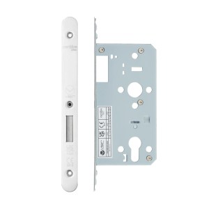 VIER DOOR HARDWARE Din Euro Deadlock- Backset 55mm - 2 Pc Forend - Radius - PSS - Polished Stainless Steel