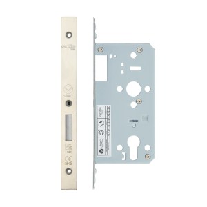 VIER DOOR HARDWARE Din Euro Deadlock- Backset 55mm - 2 Pc Forend - Square - SSS - Satin Stainless Steel