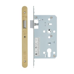 VIER DOOR HARDWARE Din Latch - Backset 60mm - 2 Pc Forend - Radius - PVDSB- Satin Brass Effect