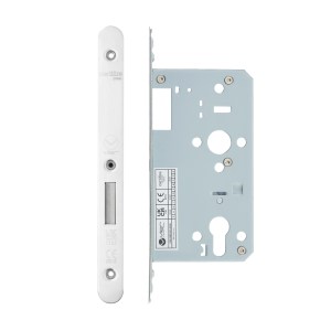VIER DOOR HARDWARE Din Euro Deadlock- Backset 60mm - 2 Pc Forend - Radius - PSS - Polished Stainless Steel