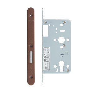 VIER DOOR HARDWARE Din Euro Deadlock- Backset 60mm - 2 Pc Forend - Radius - PVDBZ- Satin Bronze Effect