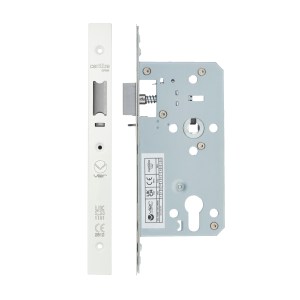 VIER DOOR HARDWARE Din Nightlatch - Backset 55mm - 2 Pc Forend - Square - PCW - Powder Coated White