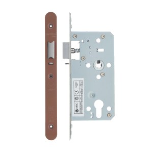VIER DOOR HARDWARE Din Nightlatch - Backset 55mm - 2 Pc Forend - Radius - PVDBZ- Satin Bronze Effect