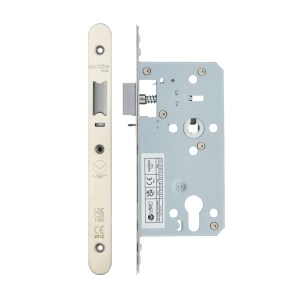 VIER DOOR HARDWARE Din Nightlatch - Backset 55mm - 2 Pc Forend - Radius - SSS - Satin Stainless Steel