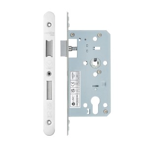 VIER DOOR HARDWARE Din Euro Sashlock- Backset 55mm - 2 Pc Forend - Radius - PSS - Polished Stainless Steel