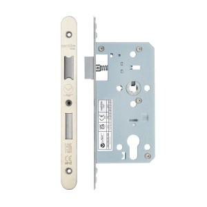 VIER DOOR HARDWARE Din Euro Sashlock- Backset 55mm - 2 Pc Forend - Radius - SSS - Satin Stainless Steel