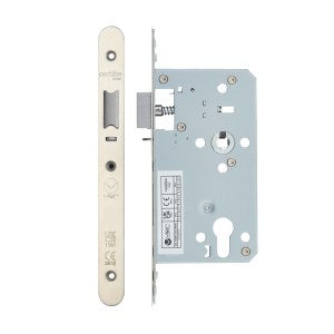 VIER DOOR HARDWARE Din Nightlatch - Backset 60mm - 2 Pc Forend - Radius - SSS - Satin Stainless Steel