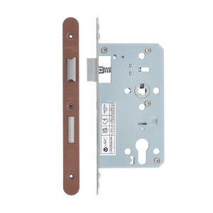 VIER DOOR HARDWARE Din Euro Sashlock- Backset 60mm - 2 Pc Forend - Radius - PVDBZ- Satin Bronze Effect