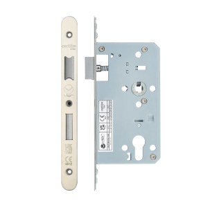 VIER DOOR HARDWARE Din Euro Sashlock- Backset 60mm - 2 Pc Forend - Radius - SSS - Satin Stainless Steel