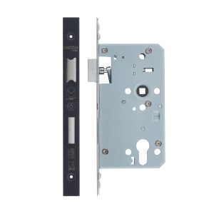 VIER DOOR HARDWARE Din Euro Sashlock- Backset 60mm - 2 Pc Forend - Square - PVDBLK - Single Throw PVD Satin Black