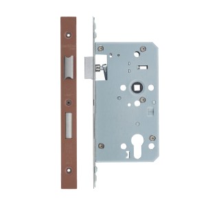 VIER DOOR HARDWARE Din Euro Sashlock- Backset 60mm - 2 Pc Forend Square - PVDBZ - Single Throw PVD Satin Bronze