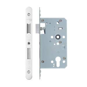 VIER DOOR HARDWARE Din Euro Sashlock- Backset 60mm - 2 Pc Forend - Radius - PSS - Single Throw Polished Stainless