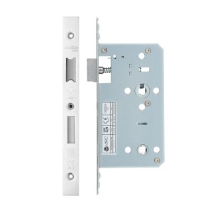 VIER DOOR HARDWARE Din Bathroom- Backset 60mm - 2 Pc Forend - Square - PSS - Polished Stainless Steel
