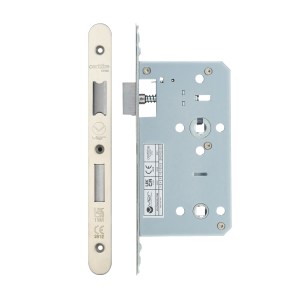 VIER DOOR HARDWARE Din Bathroom- Backset 60mm - 2 Pc Forend - Radius - SSS - Satin Stainless Steel