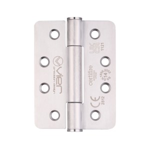 VIER DOOR HARDWARE Grade 14 Concealed Bearing Hinge Stainless Steel Radius - Grade 201 - 102 x 76 x 3mm (PAIR) Satin Stainless