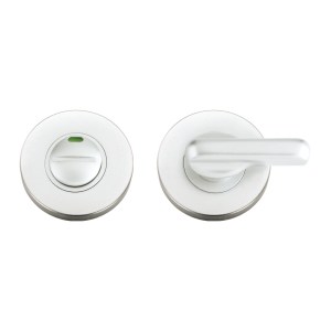 ZOO DOOR HARDWARE Disabled Turn and Release with Indicator complete with escutcheons and 5mm spindle 53mm dia Satin Aluminium