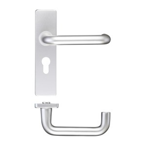 ZOO DOOR HARDWARE Return to Door Lever on Europrofile Backplate (47.5MM) Satin Aluminium