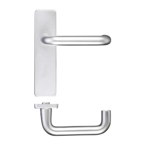 ZOO DOOR HARDWARE Return to Door Lever on Latch Backplate Satin Aluminium