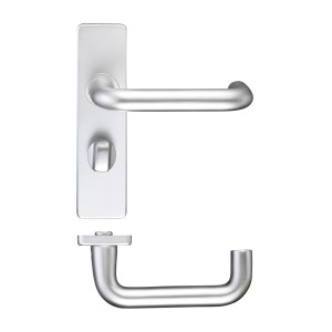 ZOO DOOR HARDWARE Return to Door Lever on Bathroom Backplate Satin Aluminium