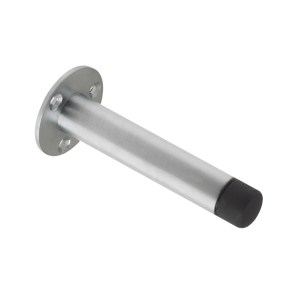 ZOO ACCESSORIES Door Stop - Cylinder with Rose 90mm - Face Fix Satin Chrome