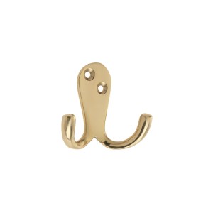 ZOO ACCESSORIES Double Robe Hook Polished Brass
