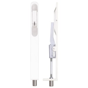 ZOO ACCESSORIES Lever Action Flush Bolt - Radius 20 x 200mm - Powder Coated Matt White