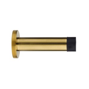 ZOO ACCESSORIES Door Stop - Cylinder - 70mm Projection With Rose - Favo Satin Brass