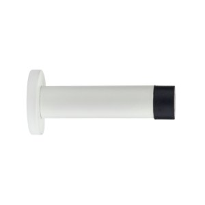 ZOO ACCESSORIES Door Stop - Cylinder - 70mm Projection With Rose - Powder Coated Matt White