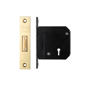 ZOO LOCKS & LATCHES British Standard 5 Lever Deadlock - 80mm c/w Esc - Chubb Retro Fit 3G114 Brass Finish / Anti Tarnish