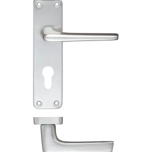 ZOO DOOR HARDWARE Contract Aluminium Lever on Europrofile Backplate Satin Aluminium