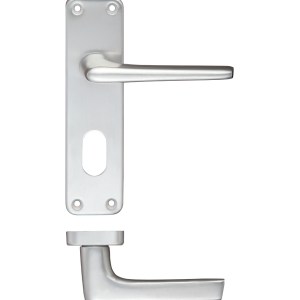 ZOO DOOR HARDWARE Contract Aluminium Lever on Oval Profile Backplate Satin Aluminium