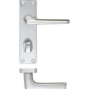 ZOO DOOR HARDWARE Contract Aluminium Lever on Privacy Backplate Satin Aluminium