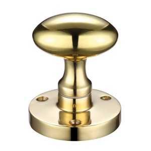 ZOO DOOR HARDWARE Zoo Oval Mortice Knob 60.5mm rose dia Polished Brass