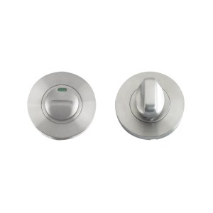 ZOO DOOR HARDWARE Turn and Release with Indicator complete with escutcheon and 5mm spindle - 52mm Rose - Grade 304 Satin Stainless