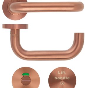 ZOO DOOR HARDWARE 19mm Lift to Lock Tubular Return to Door Lever set -Push On Rose - Grade 304 - PVDBZ PVD Satin Bronze