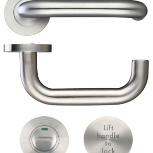 ZOO DOOR HARDWARE 19mm Lift to Lock Tubular Return to Door Lever set -Push On Rose - Grade 304 Satin Stainless