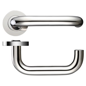 ZOO DOOR HARDWARE 19mm Return to Door Lever on Round Rose Polished Stainless