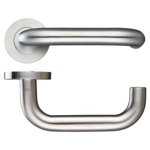 ZOO DOOR HARDWARE 19mm Tubular Return to Door Lever -Push On Rose - Grade 304 Satin Stainless