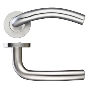 ZOO DOOR HARDWARE 19mm Arched Lever - Push On Rose - 52mm Rose - Grade 304 Satin Stainless