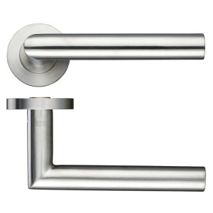 ZOO DOOR HARDWARE 19mm Oval Mitred Lever - Push On Rose - 52mm Rose - Grade 304 Satin Stainless