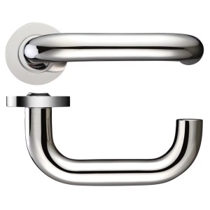 ZOO DOOR HARDWARE 22mm Return to Door Lever on Round Rose Polished Stainless