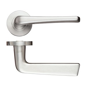 ZOO DOOR HARDWARE Stainless Steel Lever - Push on Rose - Grade 304 Satin Stainless